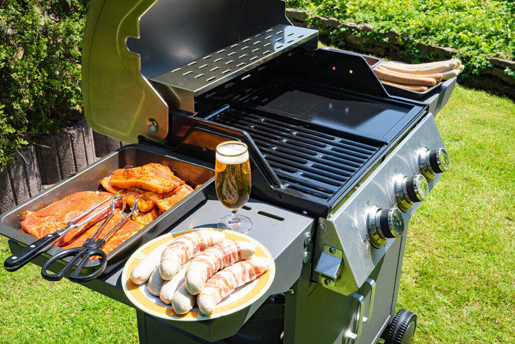 side view of grill in garden