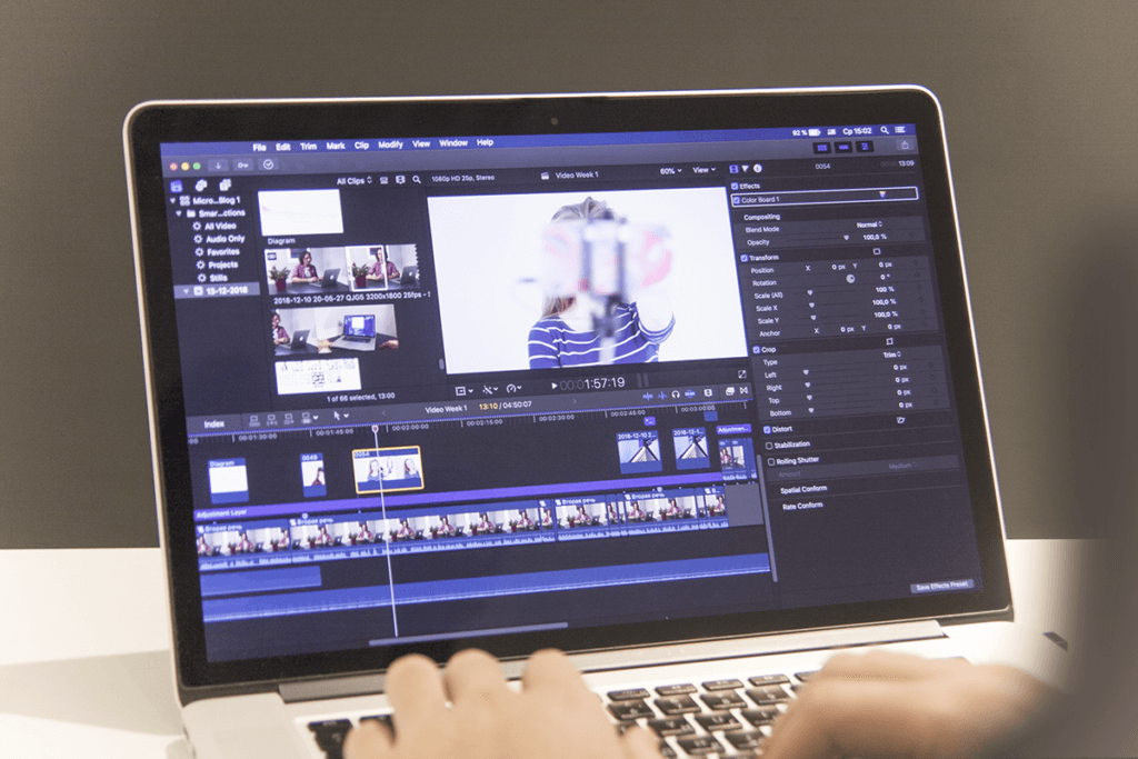 video editing on laptop