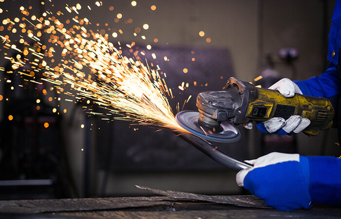 angle grinder at work