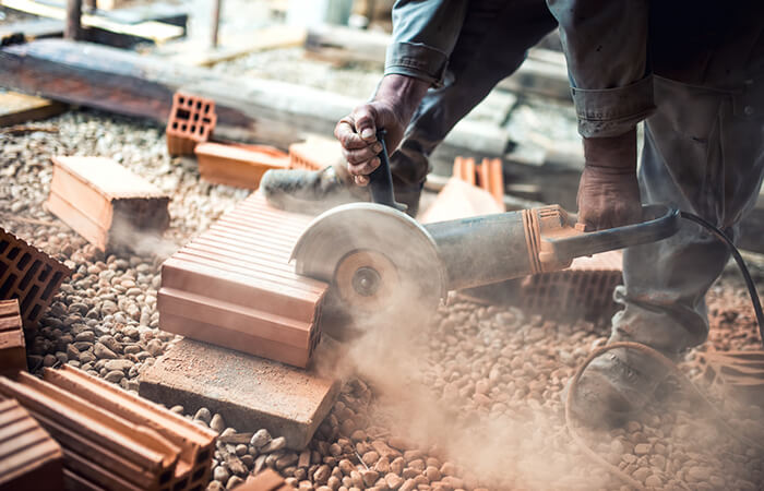 angle grinder cutting stone