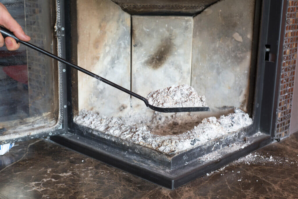 Ash being removed from chimney