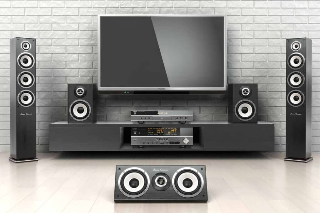 home cinema system with white walls