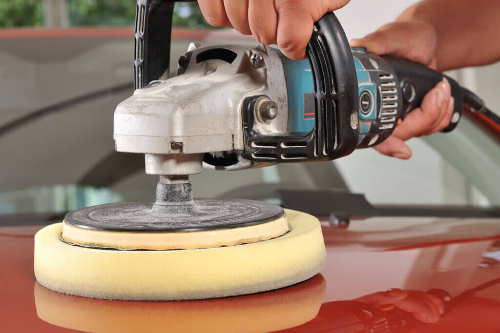 Close up of a polishing machine