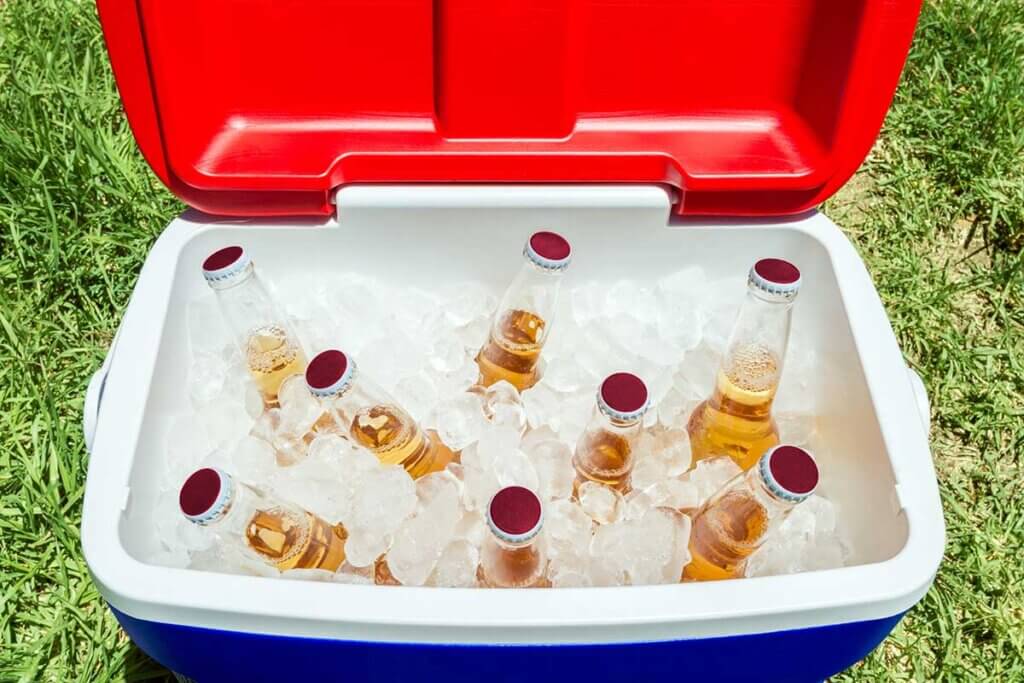 Chilled drinks in a cool box