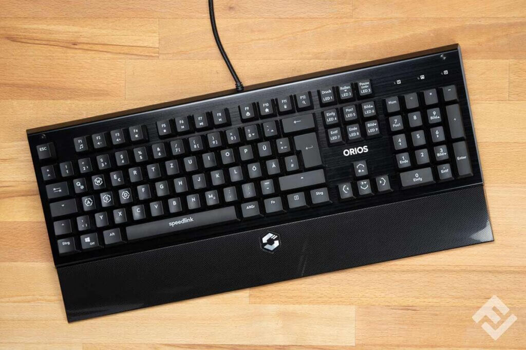 keyboard on wooden table