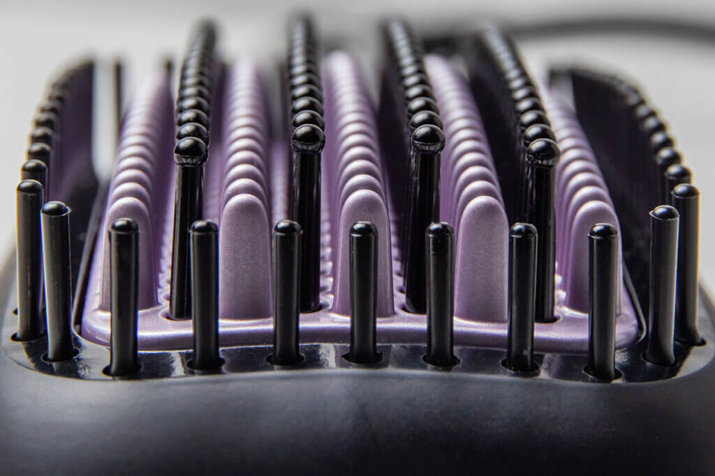 Hair straightener brush close-up