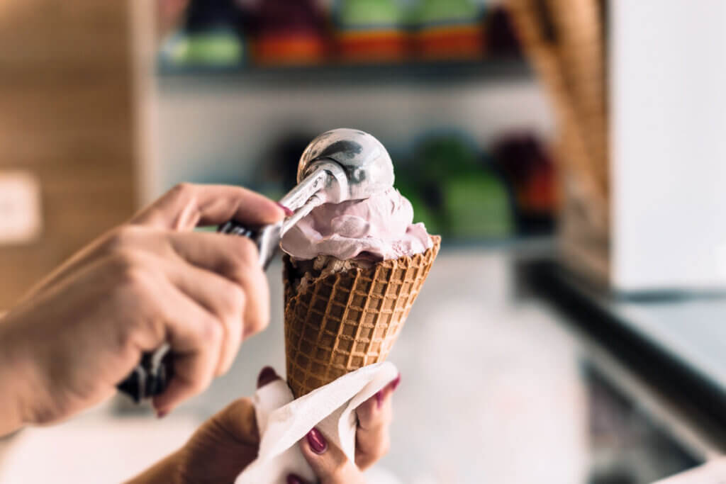 ice cream being served