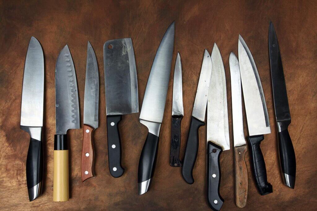 knifes on wooden countertop