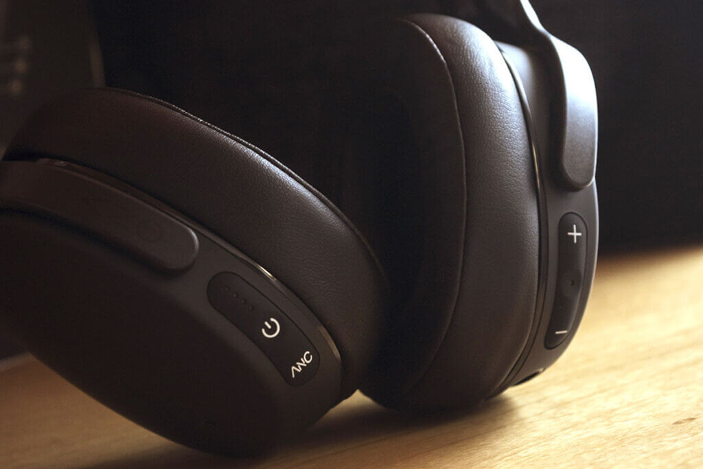 Close-up of black headphones