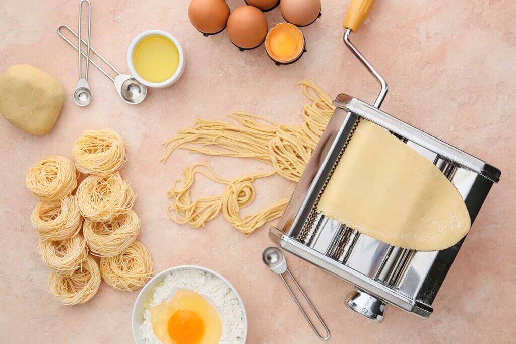 pasta prepared on table