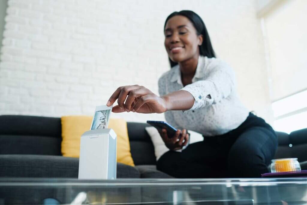 Woman uses Wifi printer