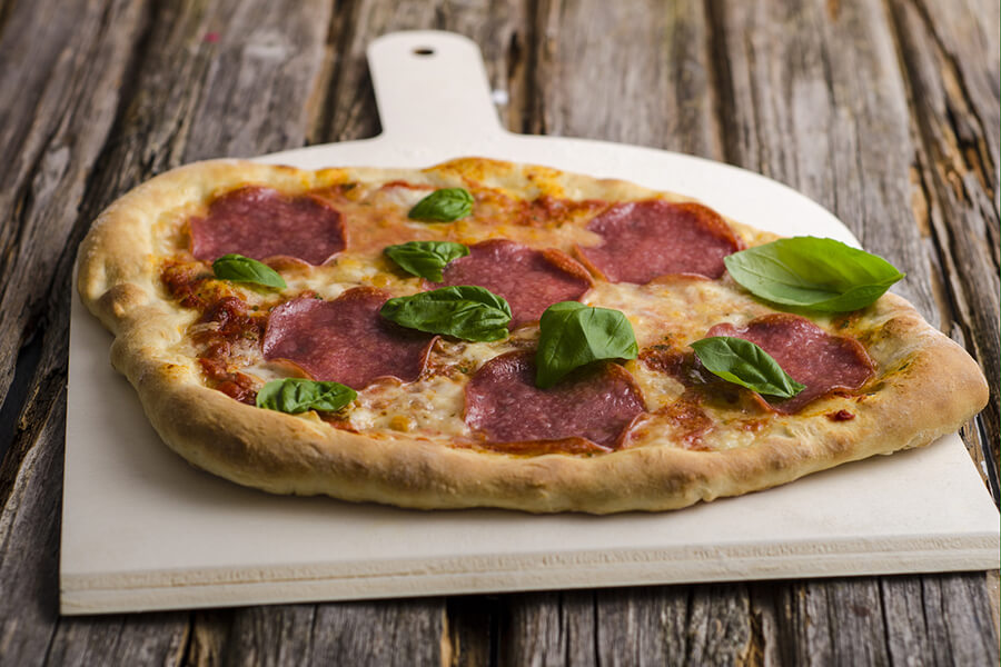 Salami stone oven pizza