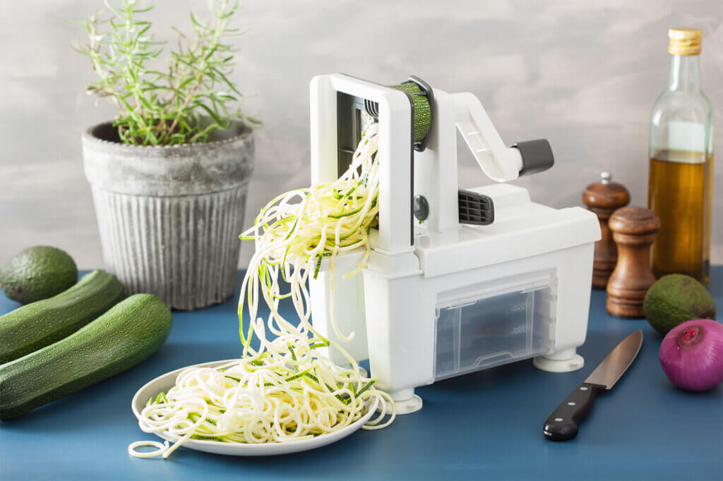 Large spiral slicer with vegetables