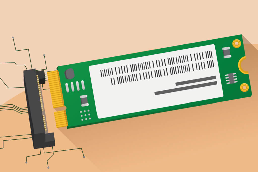 m 2 ssd with connector pins and port