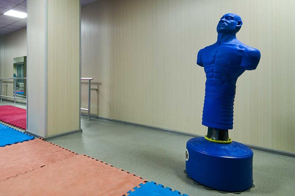blue boxing dummy