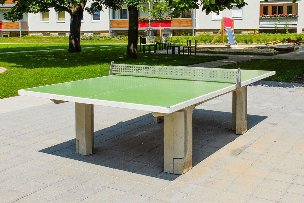 A typical table tennis table at a playground